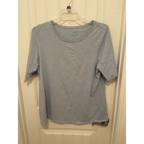 Pure Jill Rolled Short Sleeve Tee Women's XL  Pima Cotton Spandex Light‎ Blue - Picture 5 of 10
